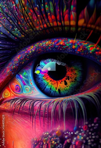 A Close-up Look at the Psychedelic Hues in the Eye. Generative ai