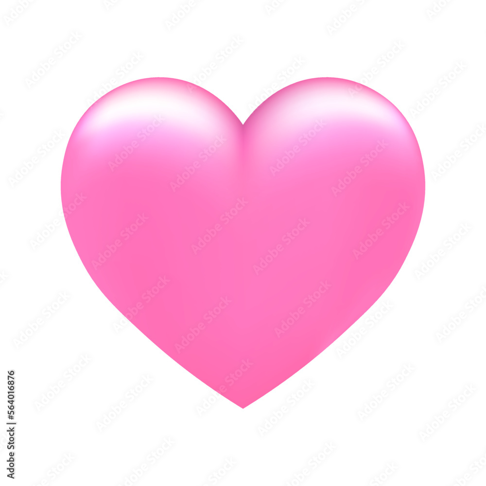 Volumetric shiny pink heart icon for St. Valentines Day