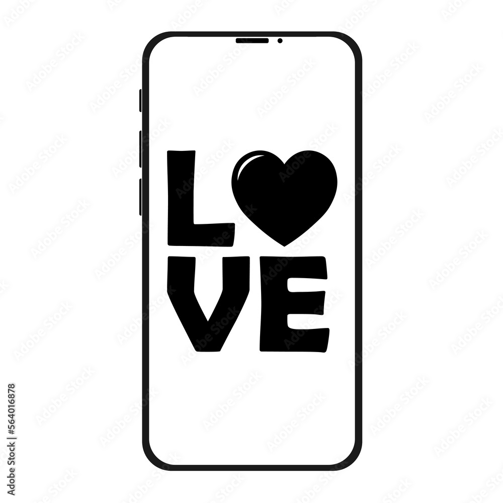 Simple illustration of phone with heart icon for St. Valentines Day Simple illustration of phone with heart icon for St. Valentines Day