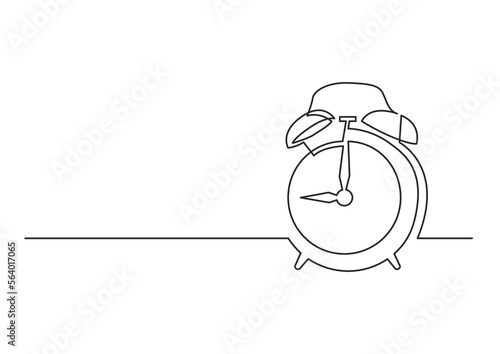 continuous line drawing vector illustration with FULLY EDITABLE STROKE of alarm clock