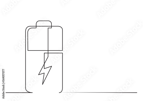 continuous line drawing vector illustration with FULLY EDITABLE STROKE of battery