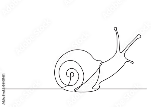 continuous line drawing vector illustration with FULLY EDITABLE STROKE of snail