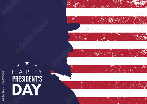 Presidents day banner. Happy President's Day. Abraham lincoln silhouette