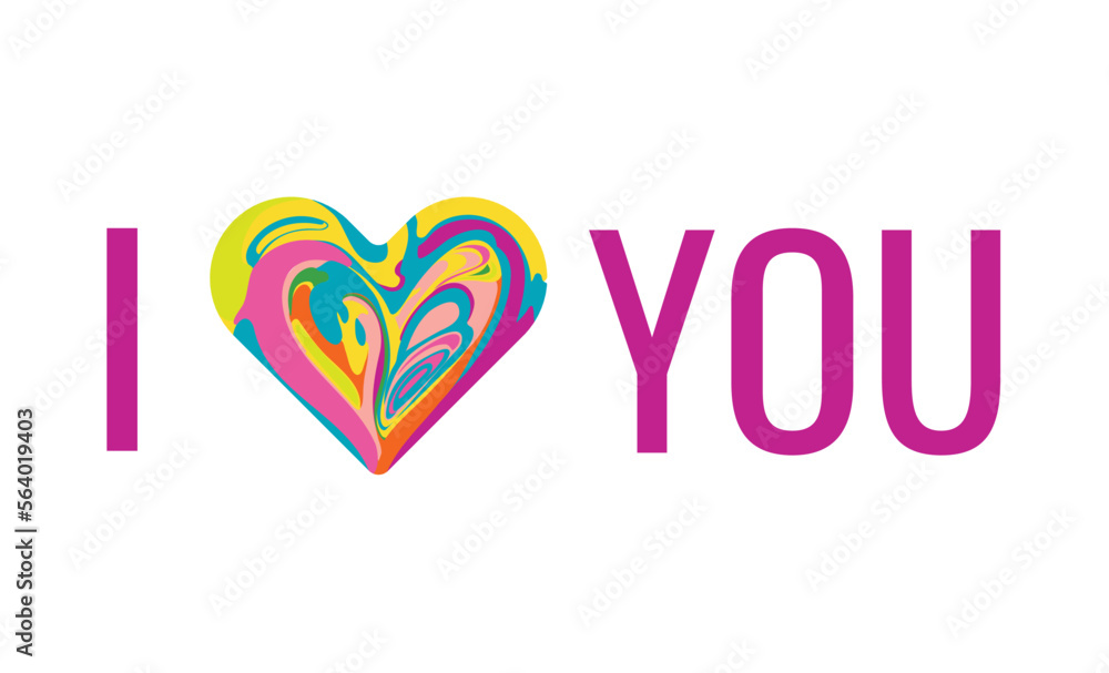 Vector card or banner on a white background with the words I love you and a bright colourful heart. Bright illustration for Valentine's Day. Vector card or banner on a white background with the words I love you and a bright colourful heart. Bright illustration for Valentine's Day.