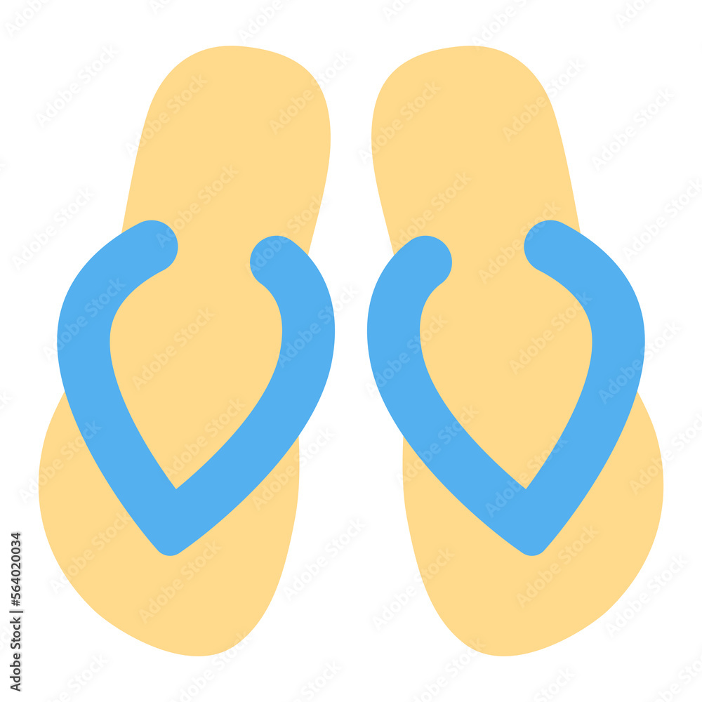 Beach slippers, flip flops - icon, illustration on white background, flat color style Beach slippers, flip flops - icon, illustration on white background, flat color style