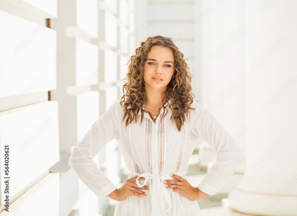 Portrait of a young girl in a white dress Portrait of a young girl in a white dress