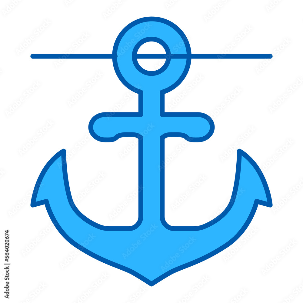 Ship sea anchor on a cable - icon, illustration on white background, similar style Ship sea anchor on a cable - icon, illustration on white background, similar style
