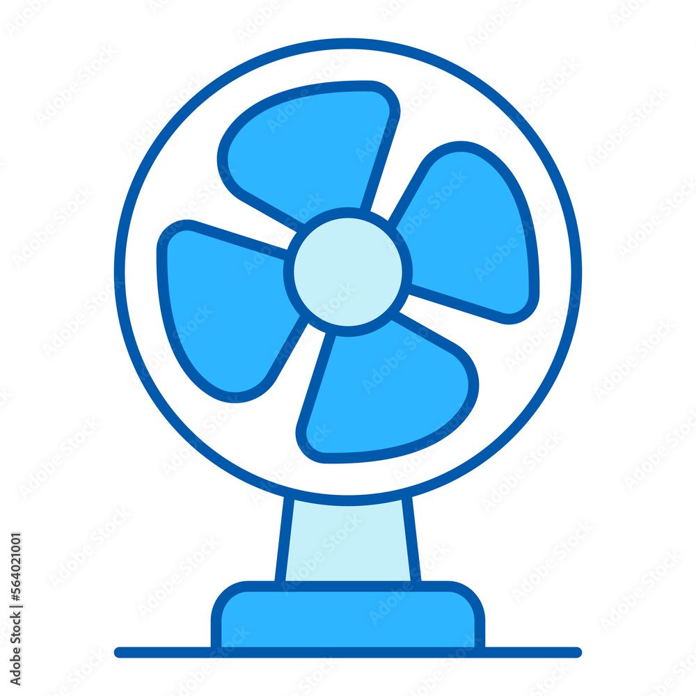 Four-bladed desktop fan for blowing, from the heat - icon, illustration on white background, similar style
