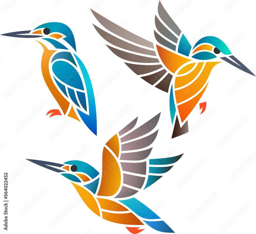 Obraz premium Stylized Kingfishers