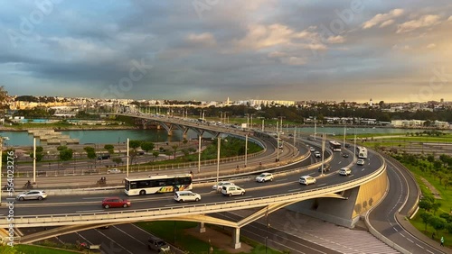 Traffic on Hassan II bridge in Rabat, Morocco photo