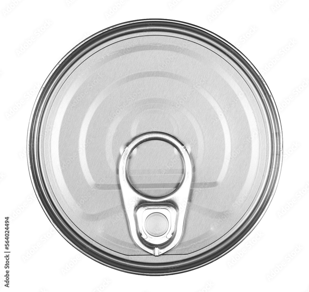 Tin can closed isolated on white, top view with clipping path Tin can closed isolated on white, top view with clipping path