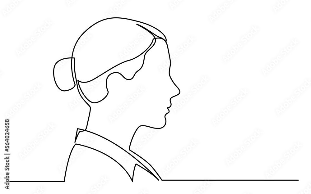 continuous line drawing vector illustration with FULLY EDITABLE STROKE of business woman
