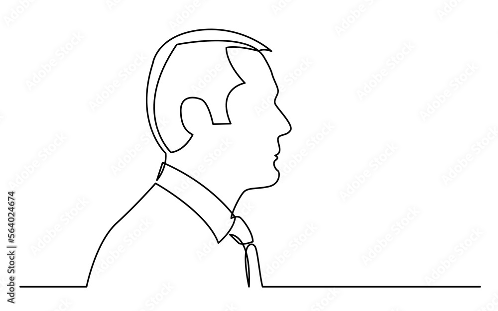 continuous line drawing vector illustration with FULLY EDITABLE STROKE of businessman