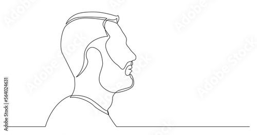 continuous line drawing vector illustration with FULLY EDITABLE STROKE of bearded man with mohawk hairstyle