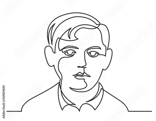 continuous line drawing vector illustration with FULLY EDITABLE STROKE of boy portrait
