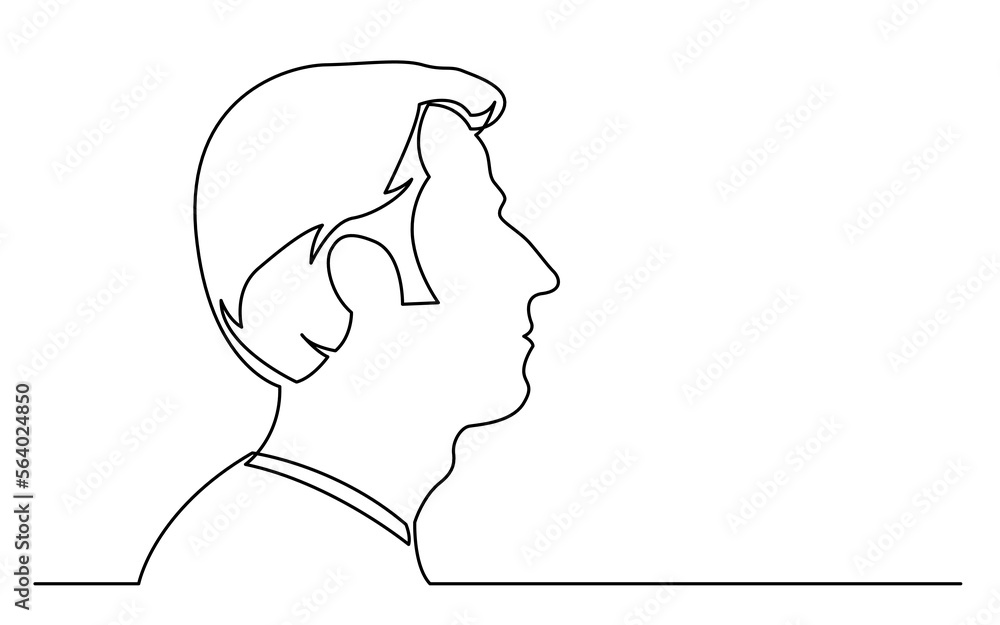 continuous line drawing vector illustration with FULLY EDITABLE STROKE of ordinary white man