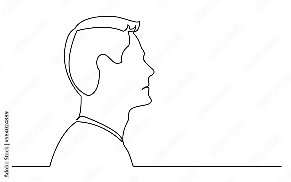 continuous line drawing vector illustration with FULLY EDITABLE STROKE of sad man