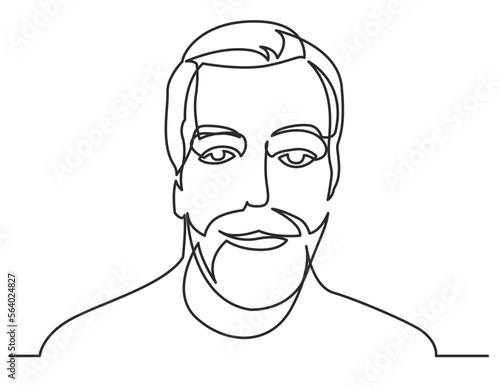 continuous line drawing vector illustration with FULLY EDITABLE STROKE of man with beard
