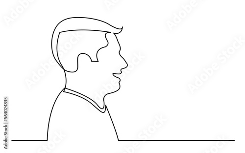 continuous line drawing vector illustration with FULLY EDITABLE STROKE of man with short hair