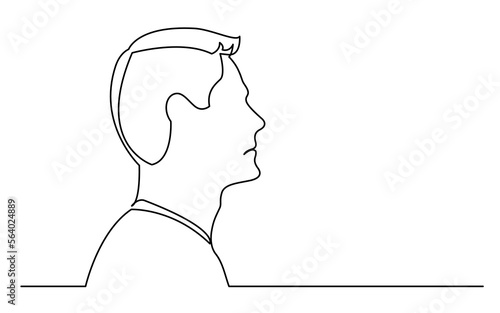 continuous line drawing vector illustration with FULLY EDITABLE STROKE of sad man