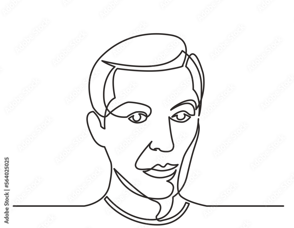 continuous line drawing vector illustration with FULLY EDITABLE STROKE of thinking man portrait continuous line drawing vector illustration with FULLY EDITABLE STROKE of thinking man portrait