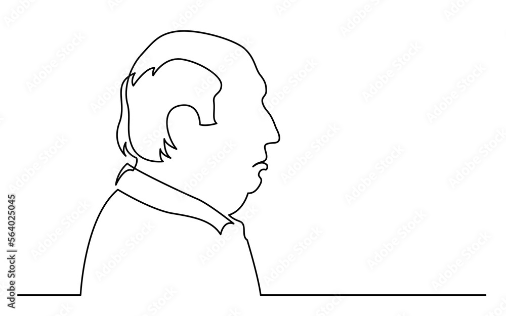 continuous line drawing vector illustration with FULLY EDITABLE STROKE of upset bald senior man continuous line drawing vector illustration with FULLY EDITABLE STROKE of upset bald senior man