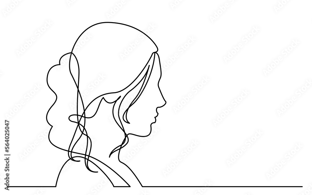 continuous line drawing vector illustration with FULLY EDITABLE STROKE of woman (1)
