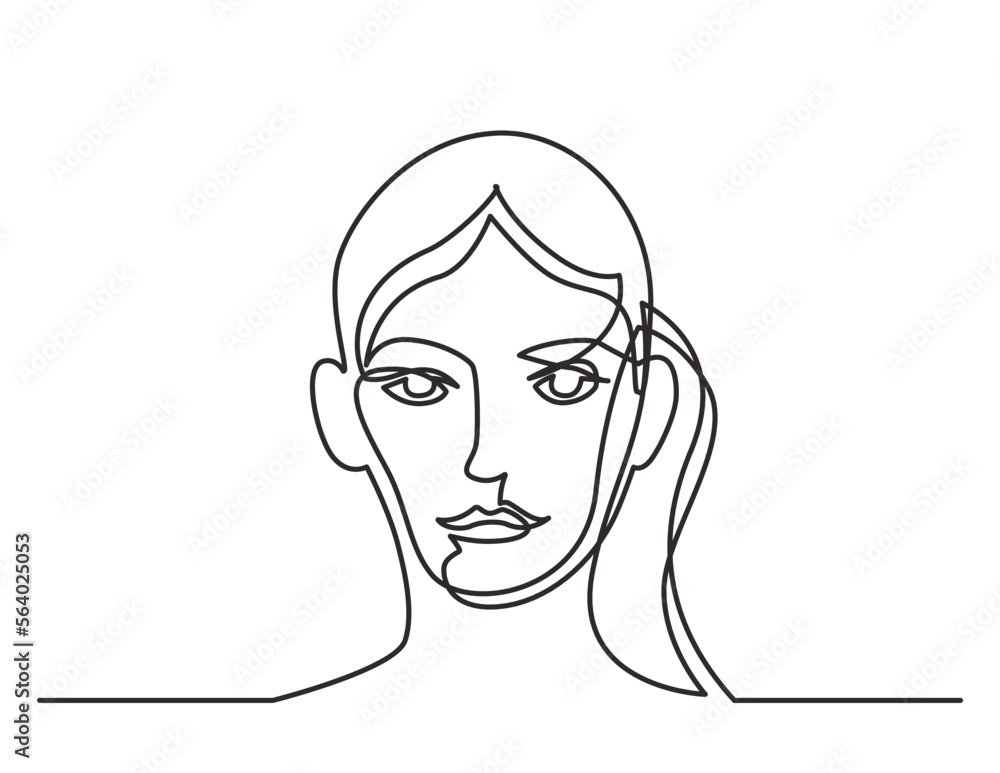 continuous line drawing vector illustration with FULLY EDITABLE STROKE of woman portrait continuous line drawing vector illustration with FULLY EDITABLE STROKE of woman portrait