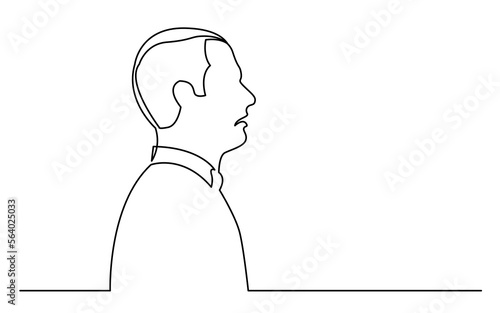 continuous line drawing vector illustration with FULLY EDITABLE STROKE of unhappy man