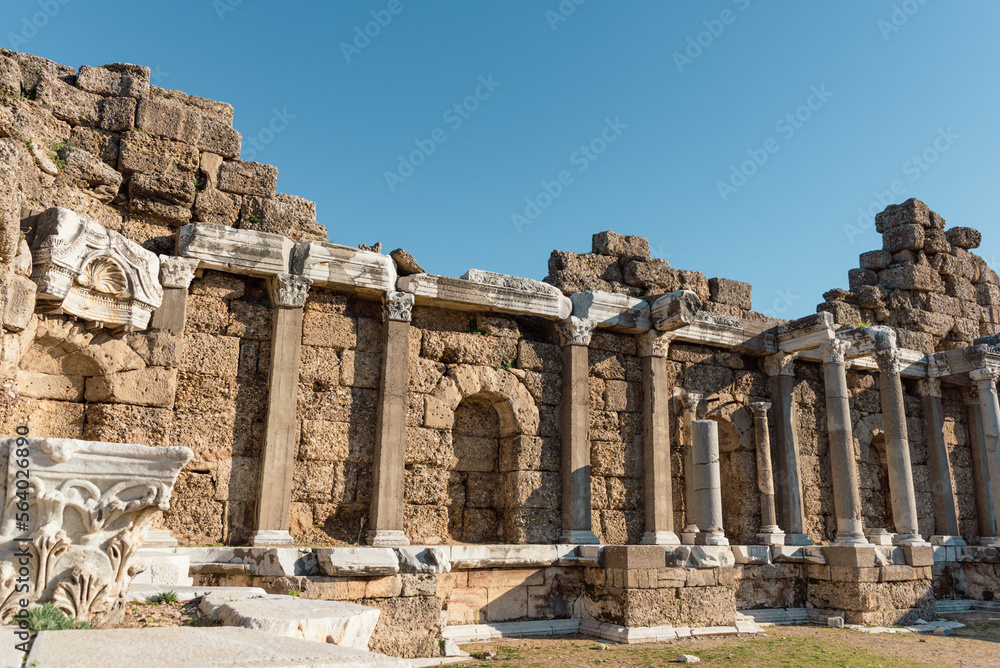 Side Agora (State Agora), ruins of the ancient city of Side is popular travel destination.