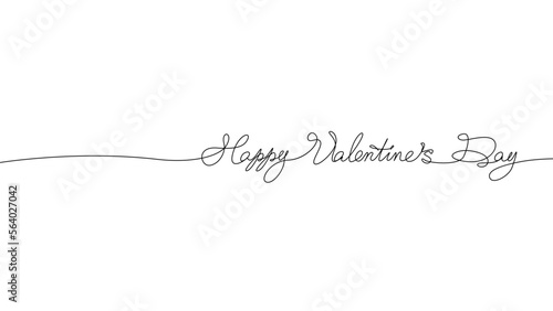 Calligraphic inscription Happy Valentine's Day. Line text, drawing on a white background