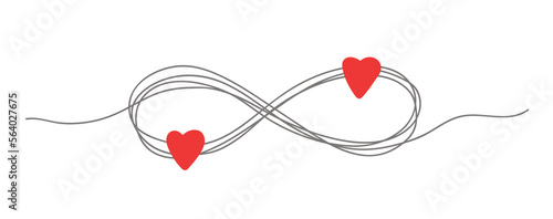 Infinity love icon line art. Hearts with Infinity symbol. Friendship and love concept. Vector illustration