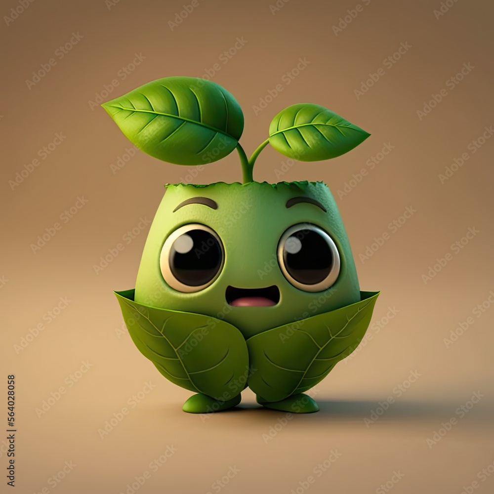 Cute Cartoon Basil Plant Character (Generative AI) Stock Illustration Cute Cartoon Basil Plant Character (Generative AI) Stock Illustration