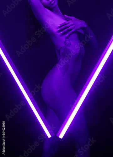 Εκτύπωση καμβά Nude, desirable and alluring woman posing naked in a studio