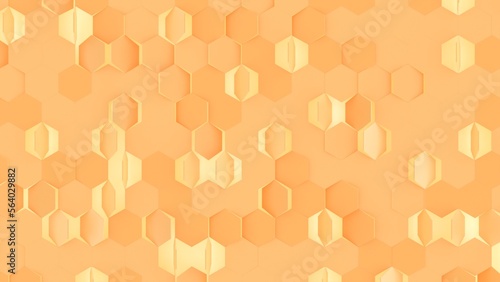 orange geometric 3d illustration background hexagons transition template, can be used to represent futuristic backdrop