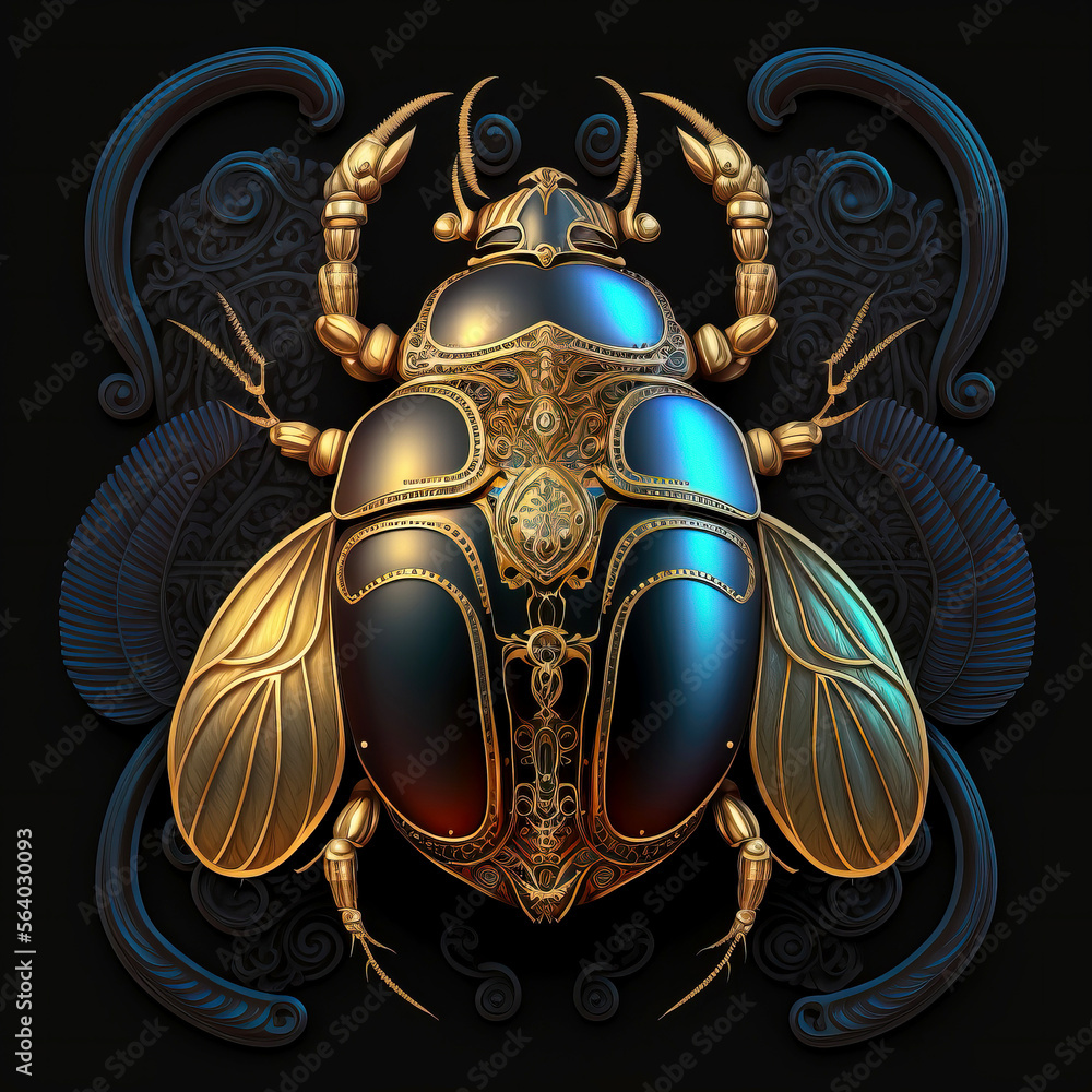 Ancient Egyptian scarab beetle. sketch art for artist creativity and