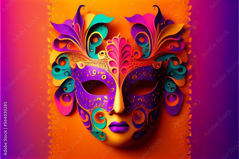 A bright carnival mask. Generative AI