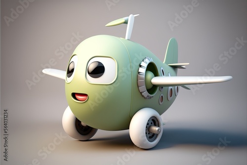 Cute Cartoon Airplane Chara...