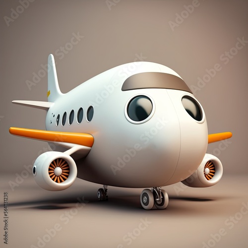 Cute Cartoon Airplane Chara...