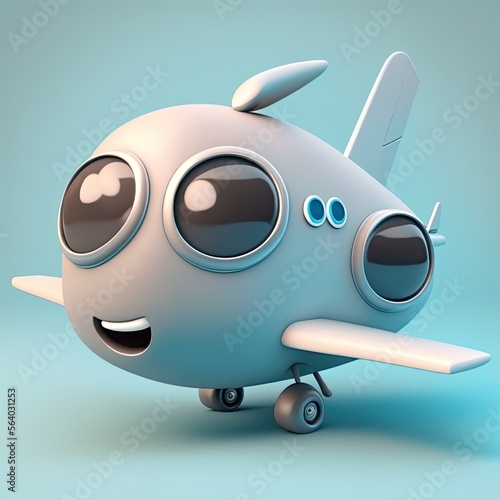 Cute Cartoon Airplane Chara...