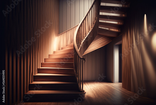 Wooden Staircase - Interior Design - Generative AI