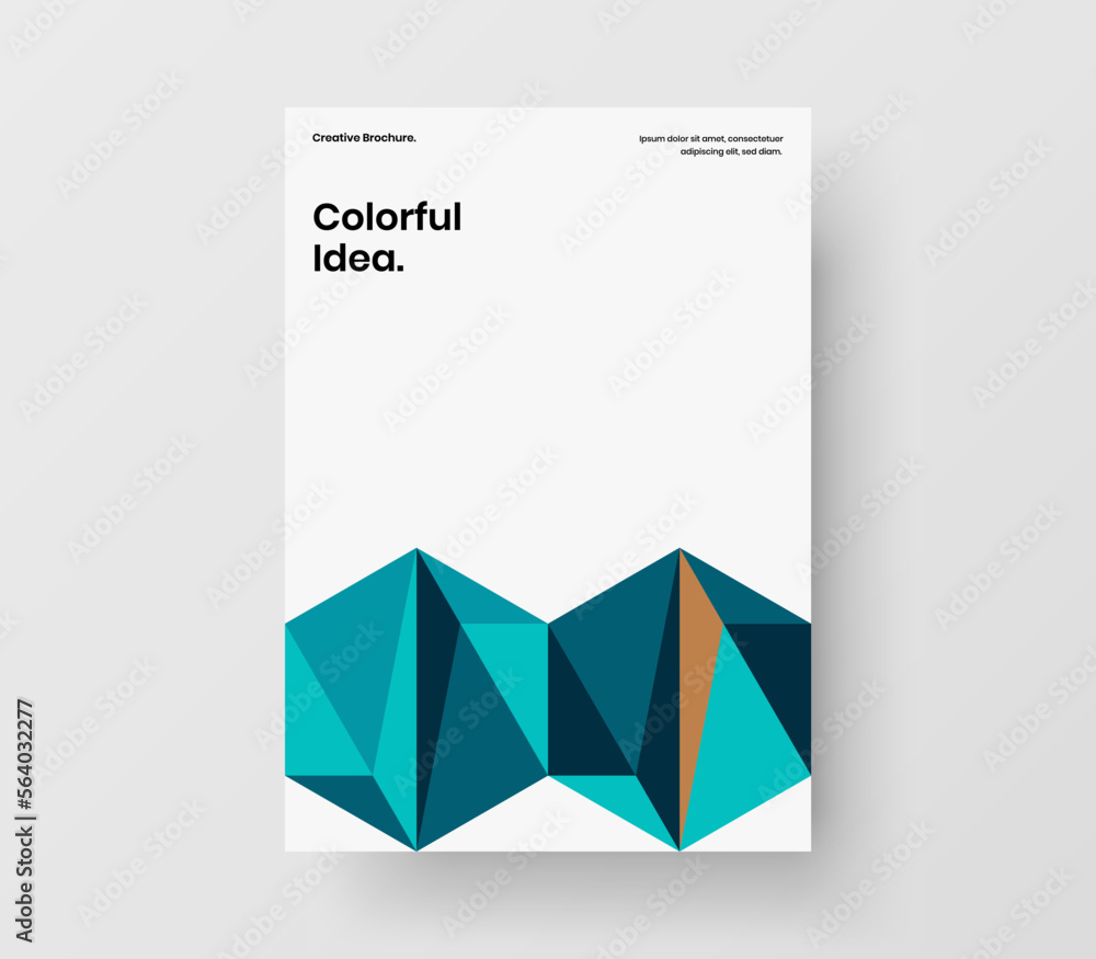Trendy magazine cover design vector template. Creative geometric hexagons company identity illustration.
