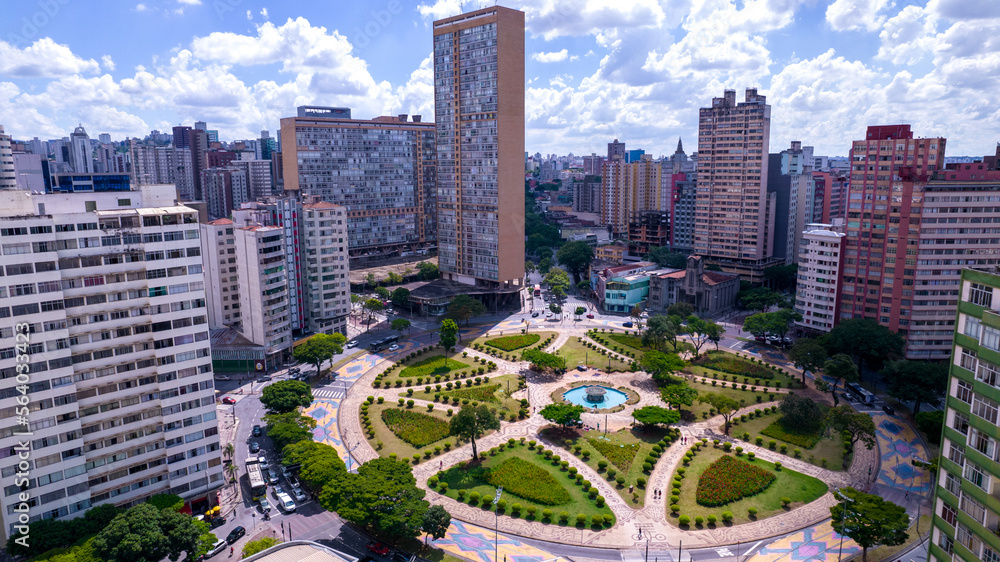 Aerial view of Raul Soares square, Belo Horizonte, Minas Gerais, Brazil. City center - obrazy, fototapety, plakaty 