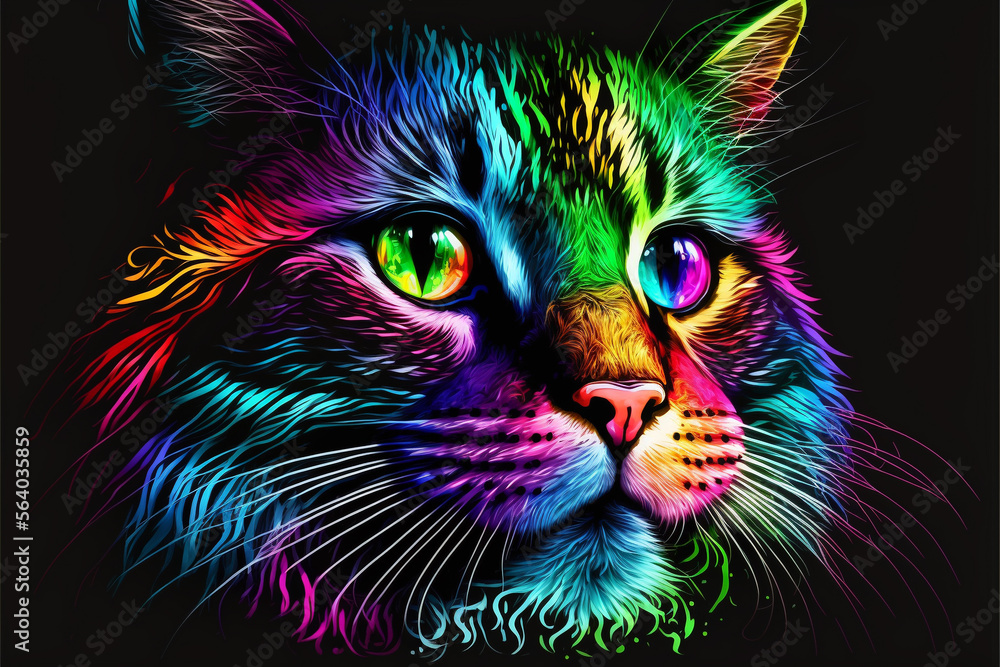 cat face in rainbow colors