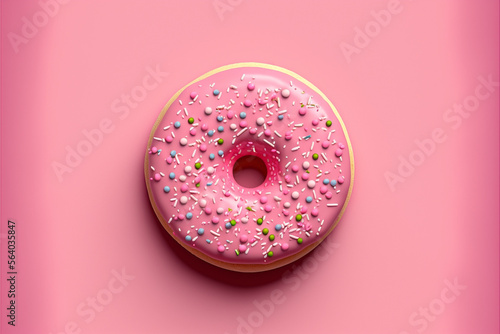 pink donut on a pink background