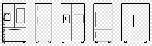 Fridge line icons set. Freezer storage, refrigerator symbols. Vector illustration isolated on transparent background
