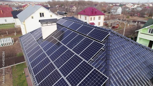 Wallpaper Mural Video footage of photovoltaic solar panels on roof of residential building. House with solar panel system outdoors. Concept of alternative energy and power sustainable resources. Torontodigital.ca