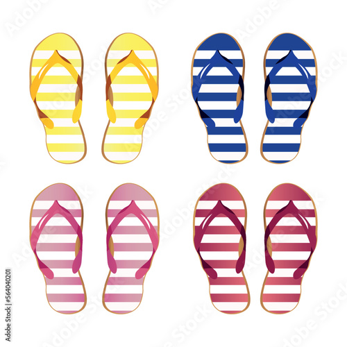 Summer flip flop vector set. Slipper footwear elements in colorful design. Vector illustration summer collection.