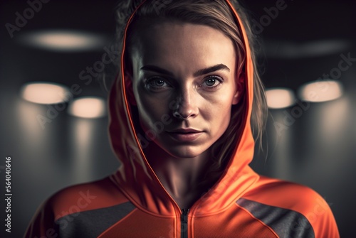 Portrait of a woman in a sports suit. Generative AI