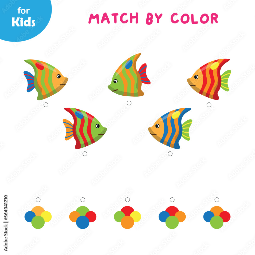 pick by color. Match the colored fish with the correct colors. Marine game series